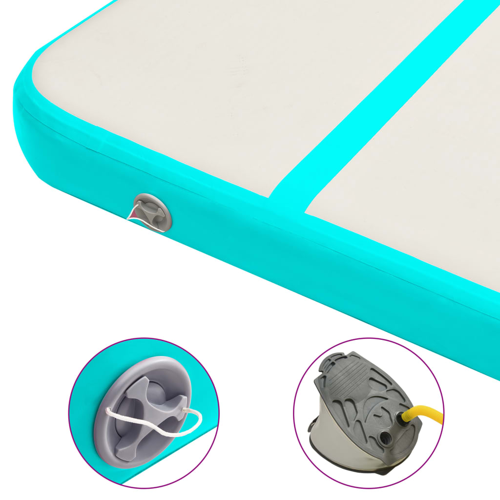 vidaXL Aufblasbare Gymnastikmatte mit Pumpe 300x100x15 cm PVC Grün - Image 6