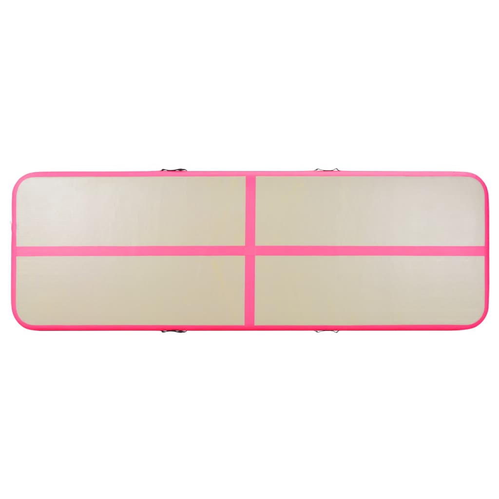 vidaXL Aufblasbare Gymnastikmatte mit Pumpe 400x100x10 cm PVC Rosa - Image 5