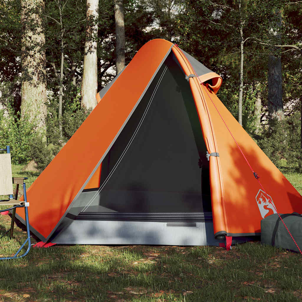 vidaXL Kuppel-Campingzelt 2 Personen Grau und Orange Wasserdicht