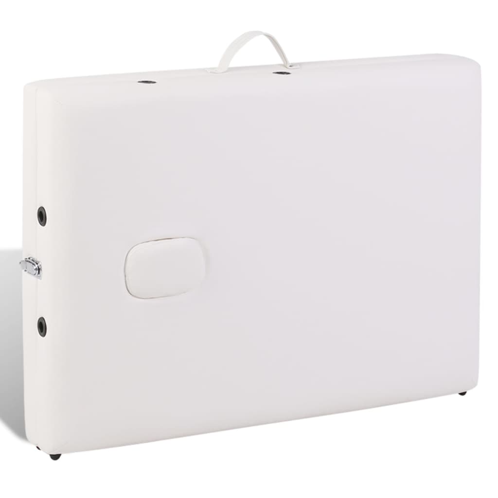 vidaXL Massageliege Klappbar 2-Zonen mit Holzgestell Cremeweiß - Image 6