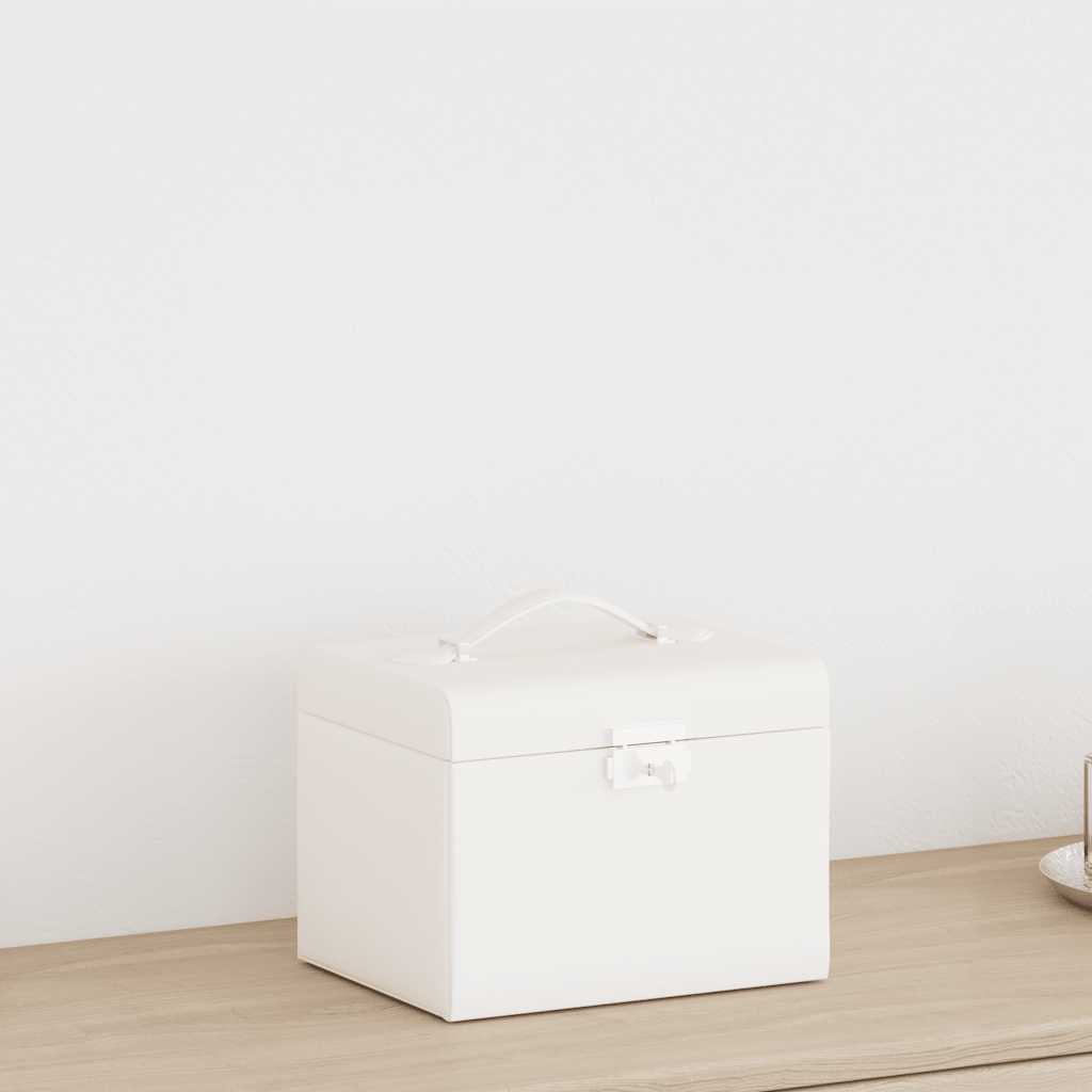 vidaXL Schmuckkästchen 4-Schichten mit Spiegel Abschließbar Weiß - Image 3