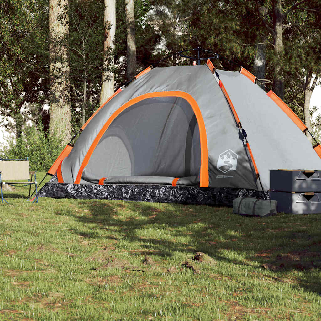 vidaXL Campingzelt 5 Personen Grau und Orange Quick Release - Image 3