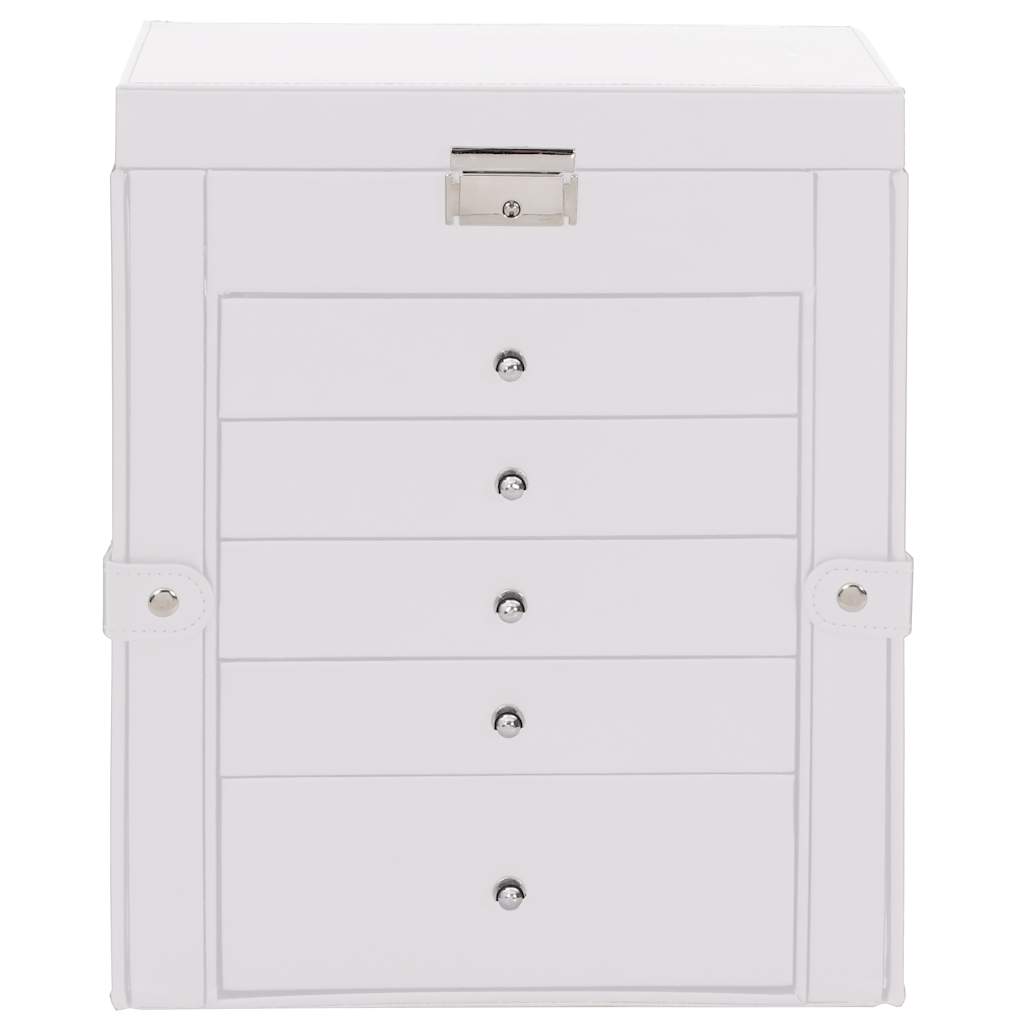 vidaXL Schmuckkästchen 6-Schichten mit Spiegel Abschließbar Weiß - Image 4