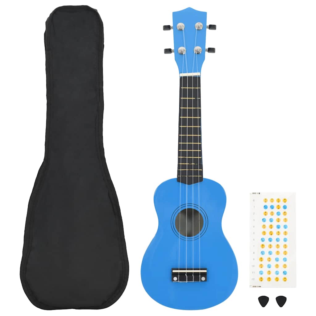 vidaXL Sopran-Ukulele-Set mit Tasche für Kinder Babyblau 21"