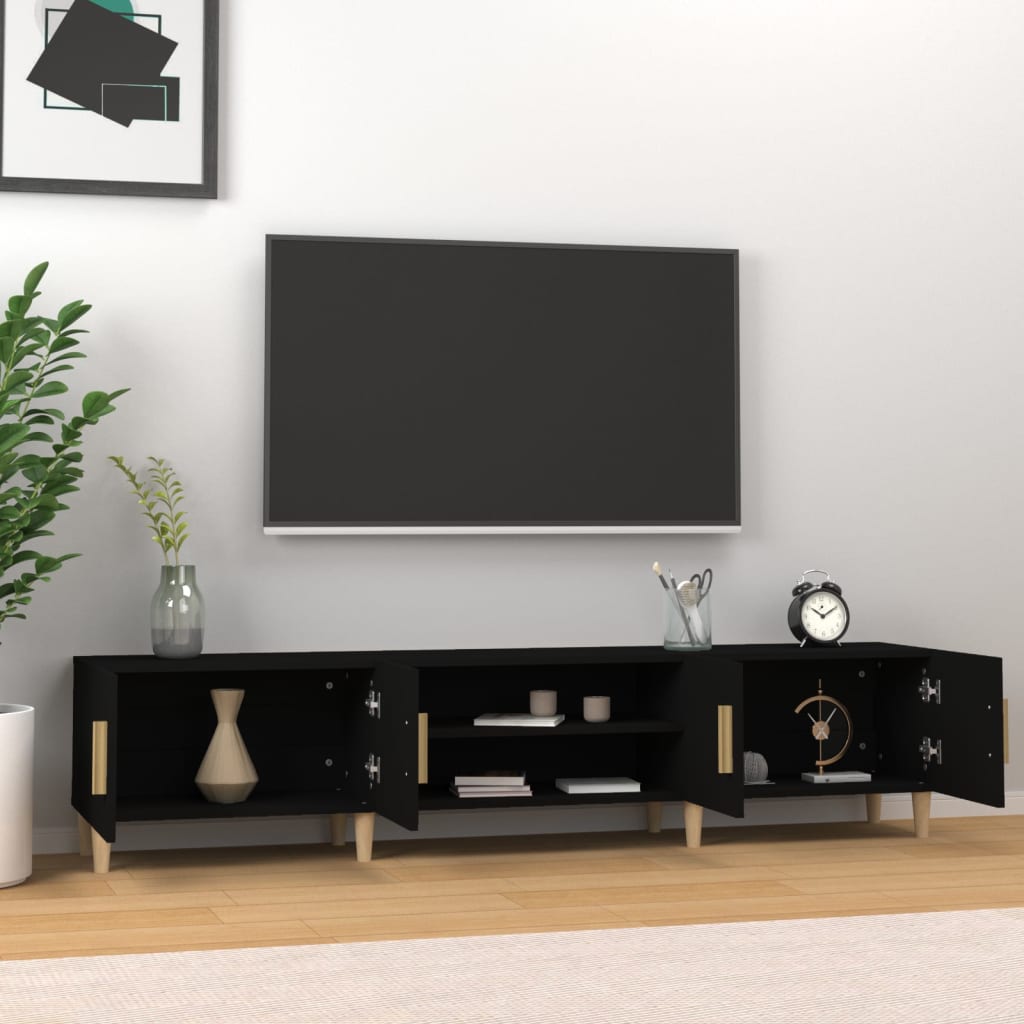 vidaXL TV-Schrank Schwarz 180x31,5x40 cm Holzwerkstoff - Image 3