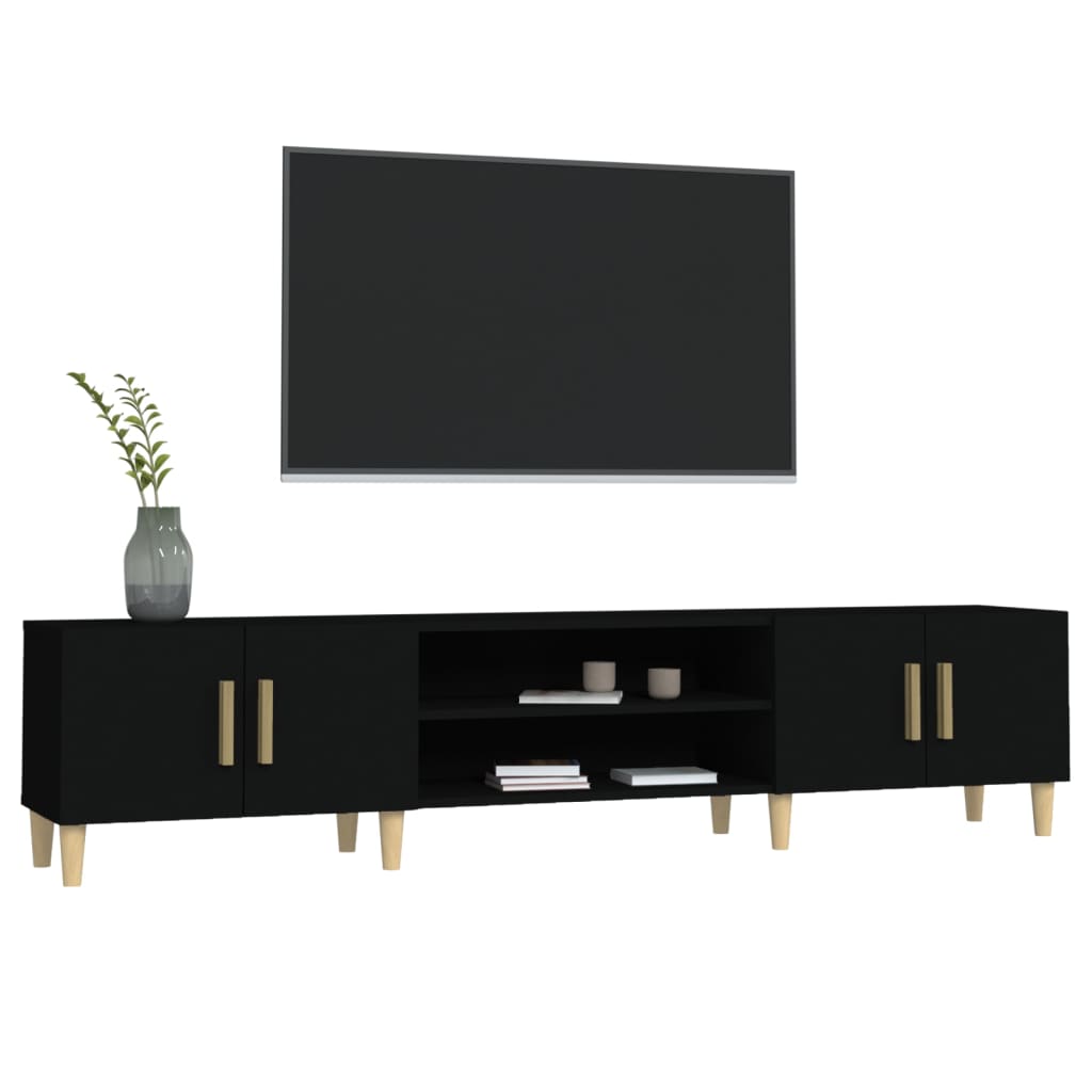 vidaXL TV-Schrank Schwarz 180x31,5x40 cm Holzwerkstoff - Image 4