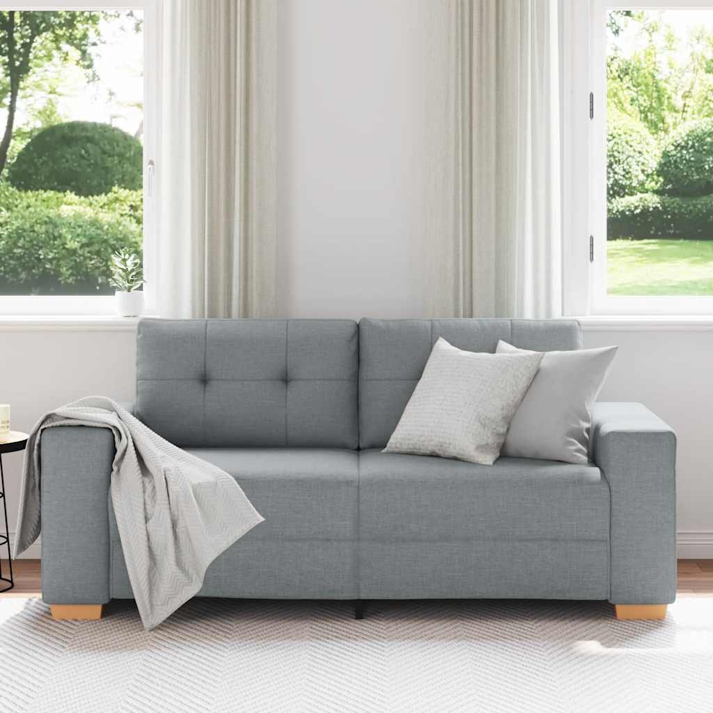 vidaXL Zweisitzer-Sofa Hellgrau 140 cm Stoff - Image 3