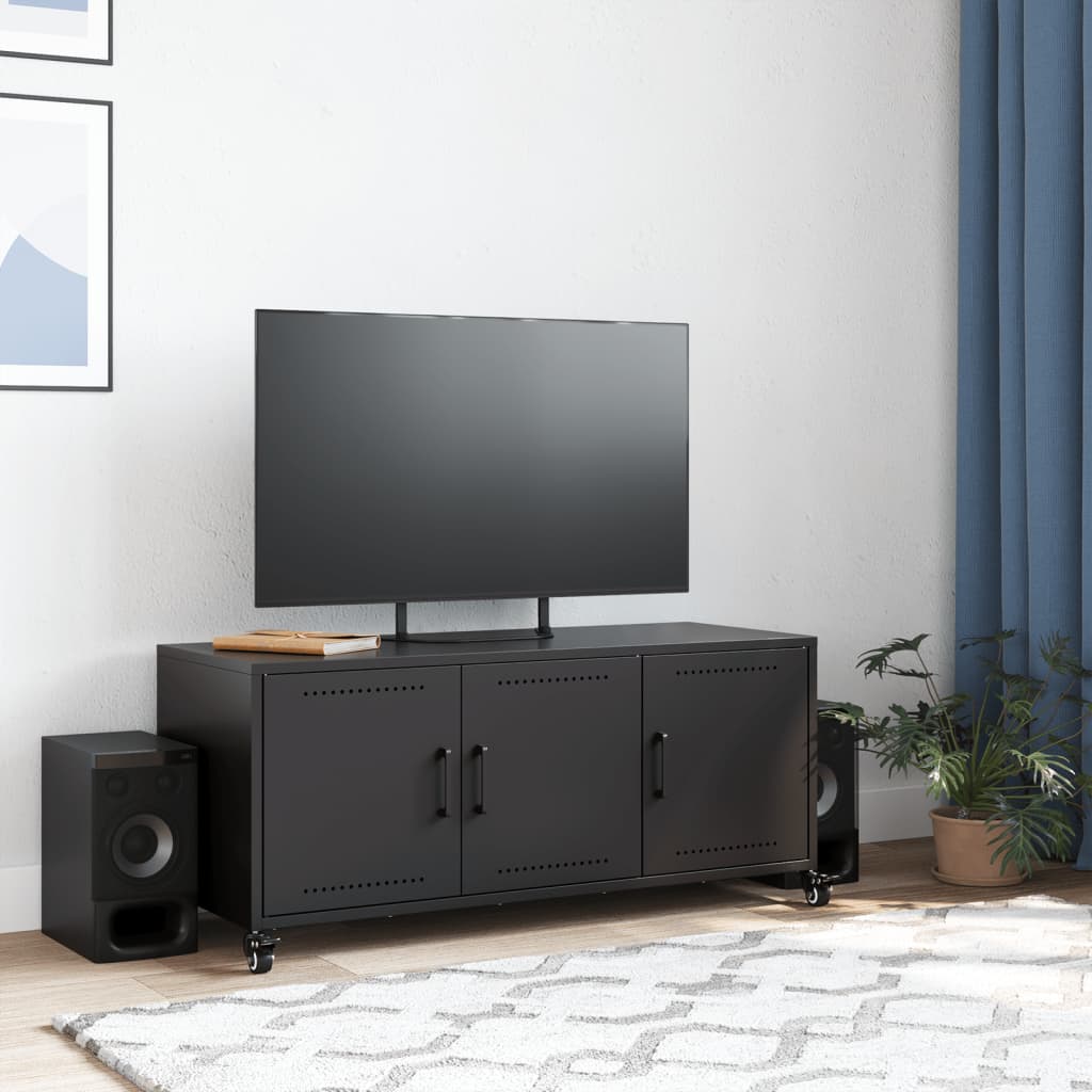 vidaXL TV-Schrank Schwarz 100,5x39x43,5 cm Stahl - Image 3