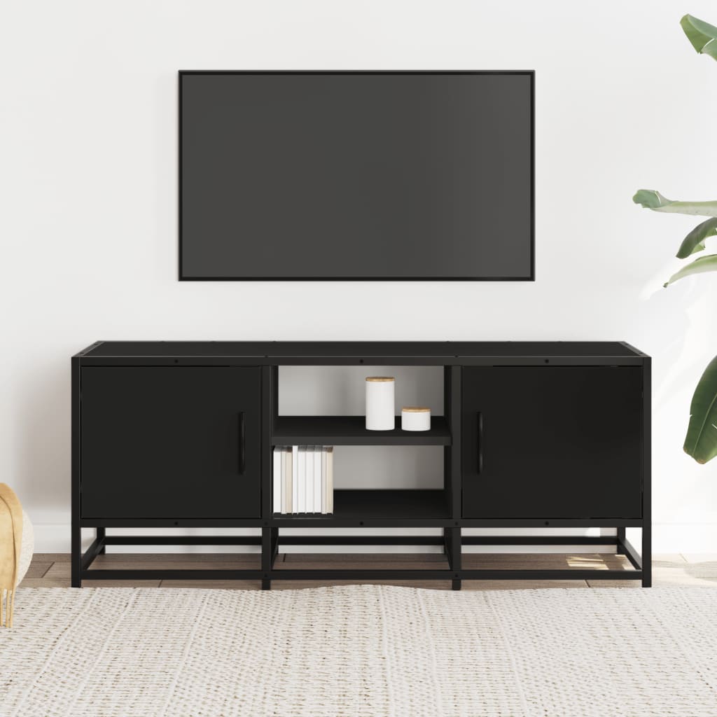 vidaXL TV-Schrank Schwarz 100x35x41 cm Holzwerkstoff und Metall - Image 3