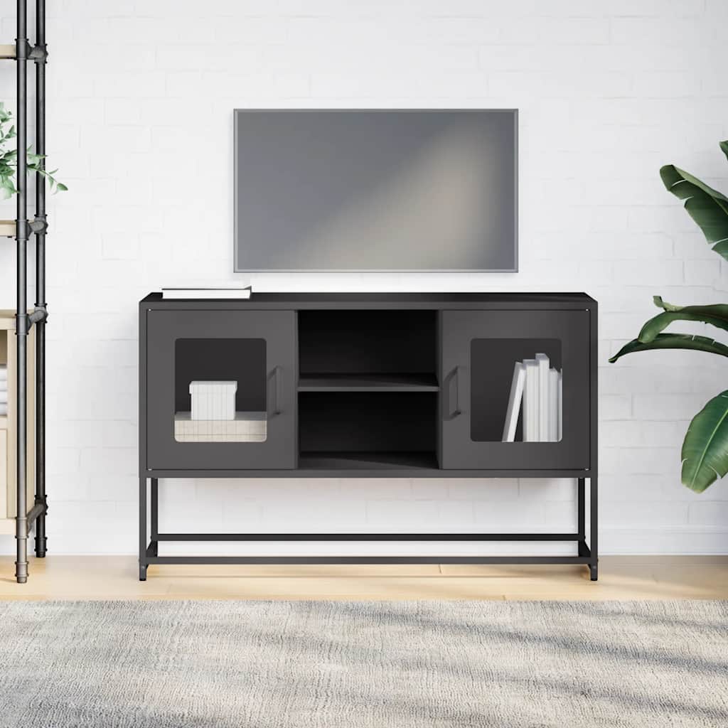 vidaXL TV-Schrank Schwarz 100,5x39x60,5 cm Stahl - Image 3