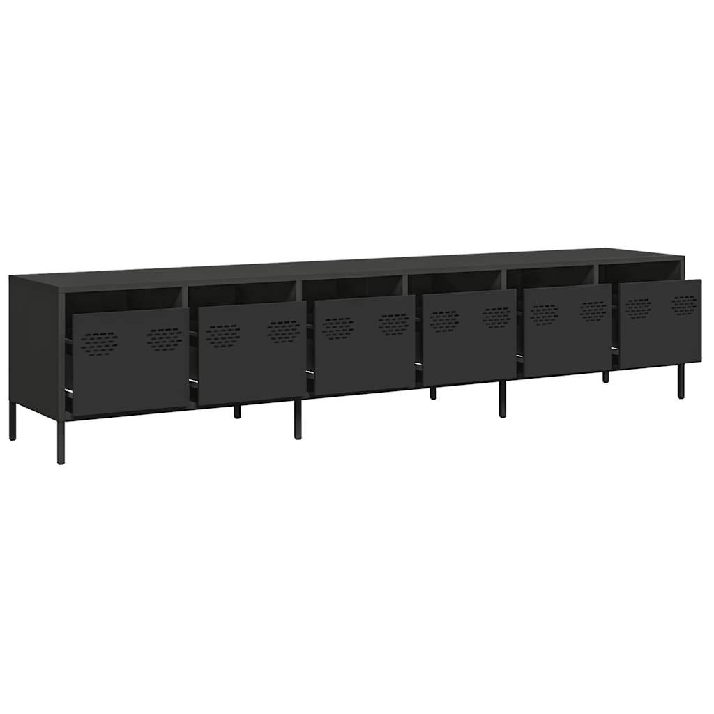 vidaXL TV-Schrank Schwarz 202x39x43,5 cm Kaltgewalzter Stahl - Image 4
