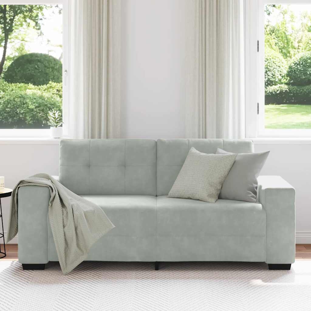 vidaXL Zweisitzer-Sofa Hellgrau 140 cm Samt - Image 3