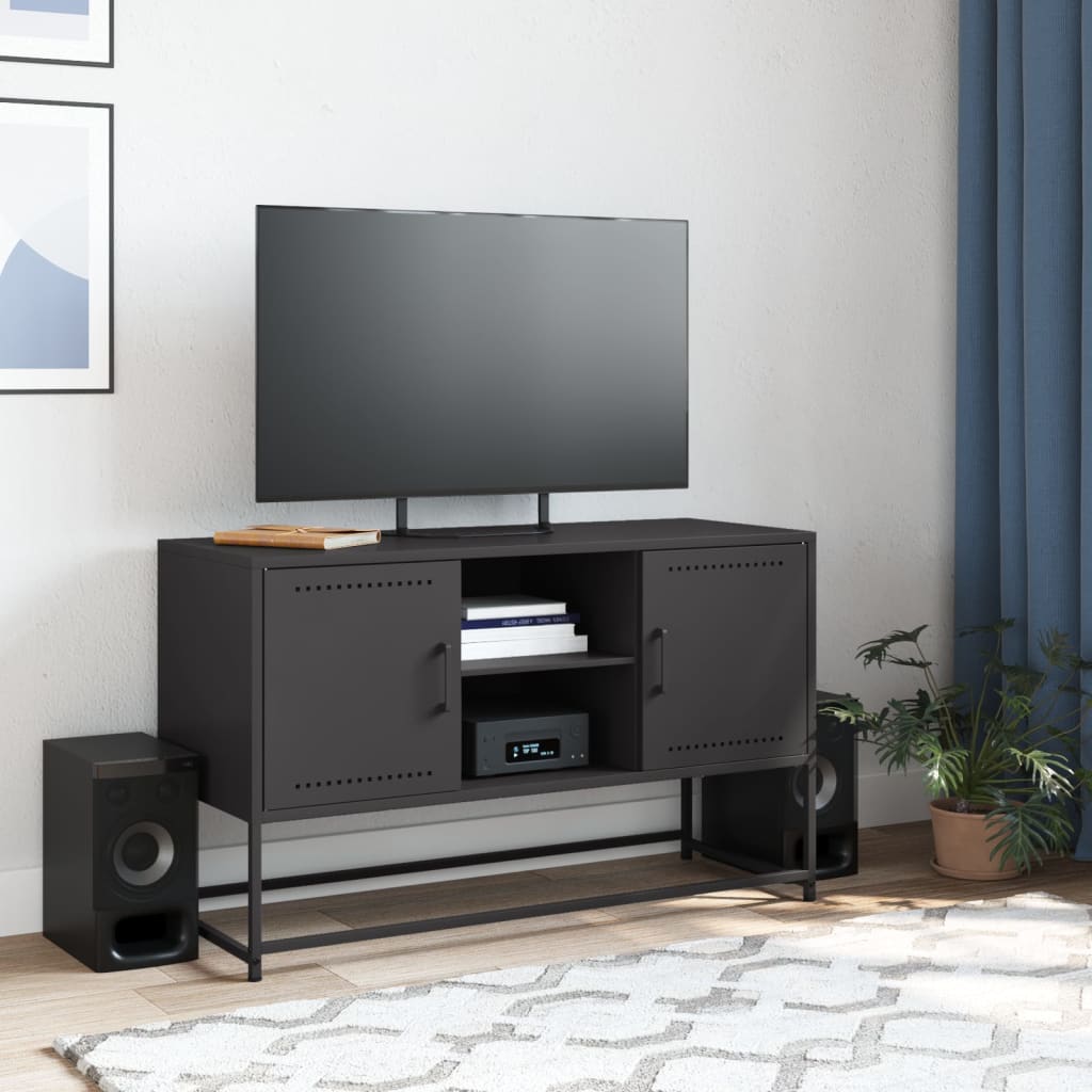 vidaXL TV-Schrank Schwarz 100,5x39x60,5 cm Stahl - Image 3