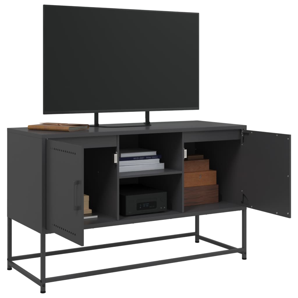 vidaXL TV-Schrank Schwarz 100,5x39x60,5 cm Stahl - Image 5