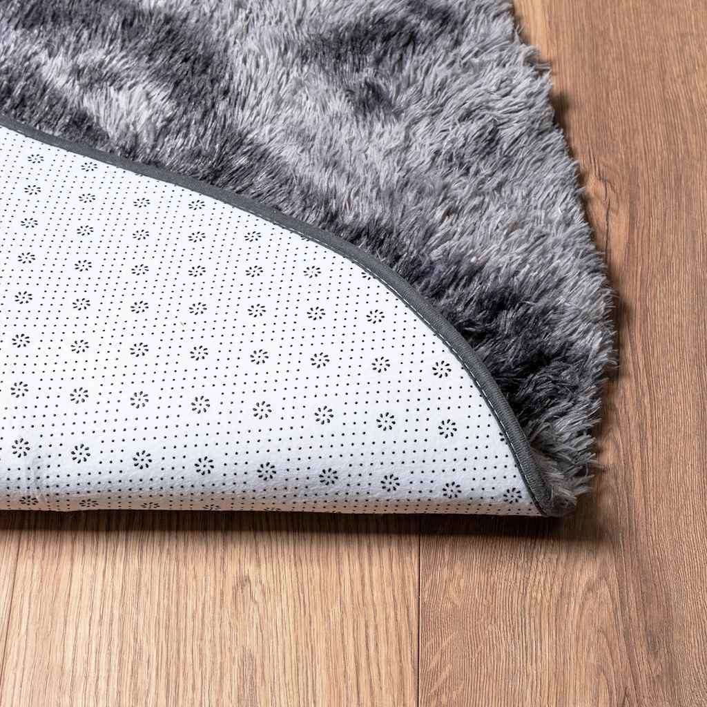 vidaXL Teppich Shaggy Hochflor NAVARRA Dunkelgrau 120x120 cm Polyester - Image 6