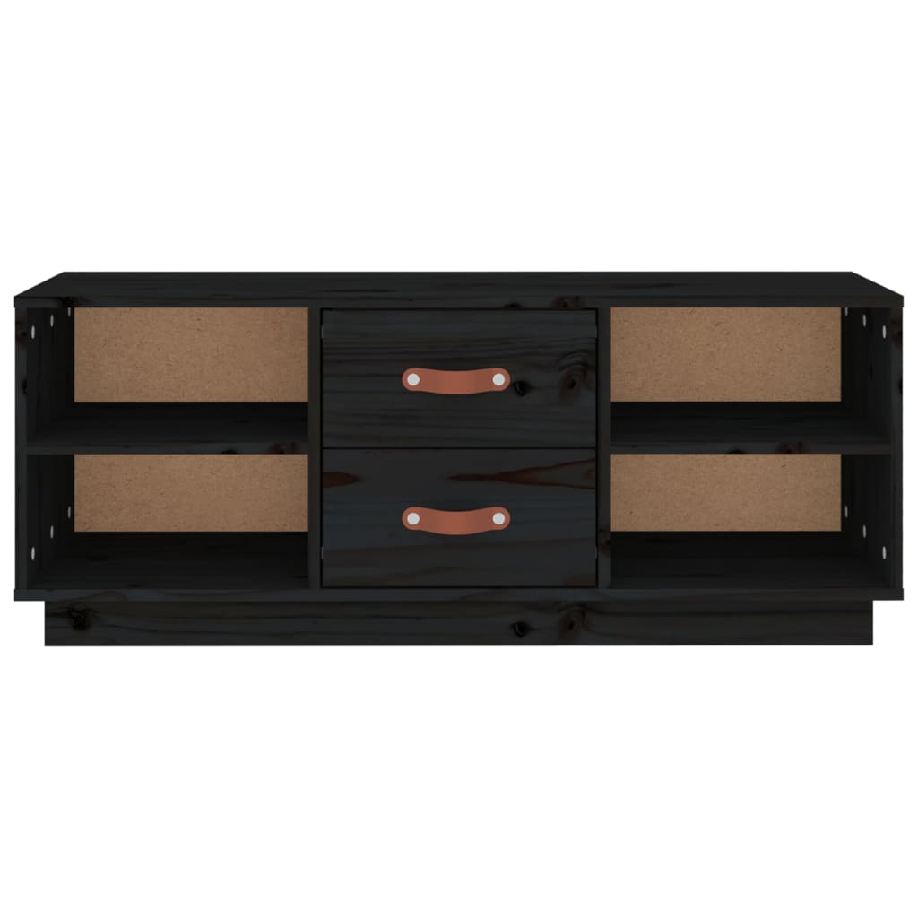 vidaXL TV-Schrank Schwarz 100x34x40 cm Massivholz Kiefer - Image 6