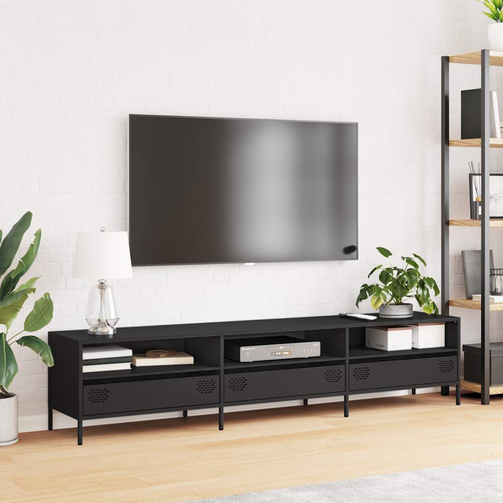 vidaXL TV-Schrank Schwarz 202x39x43,5 cm Kaltgewalzter Stahl - Image 3