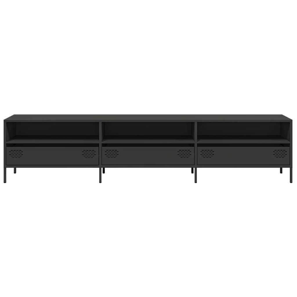 vidaXL TV-Schrank Schwarz 202x39x43,5 cm Kaltgewalzter Stahl - Image 4