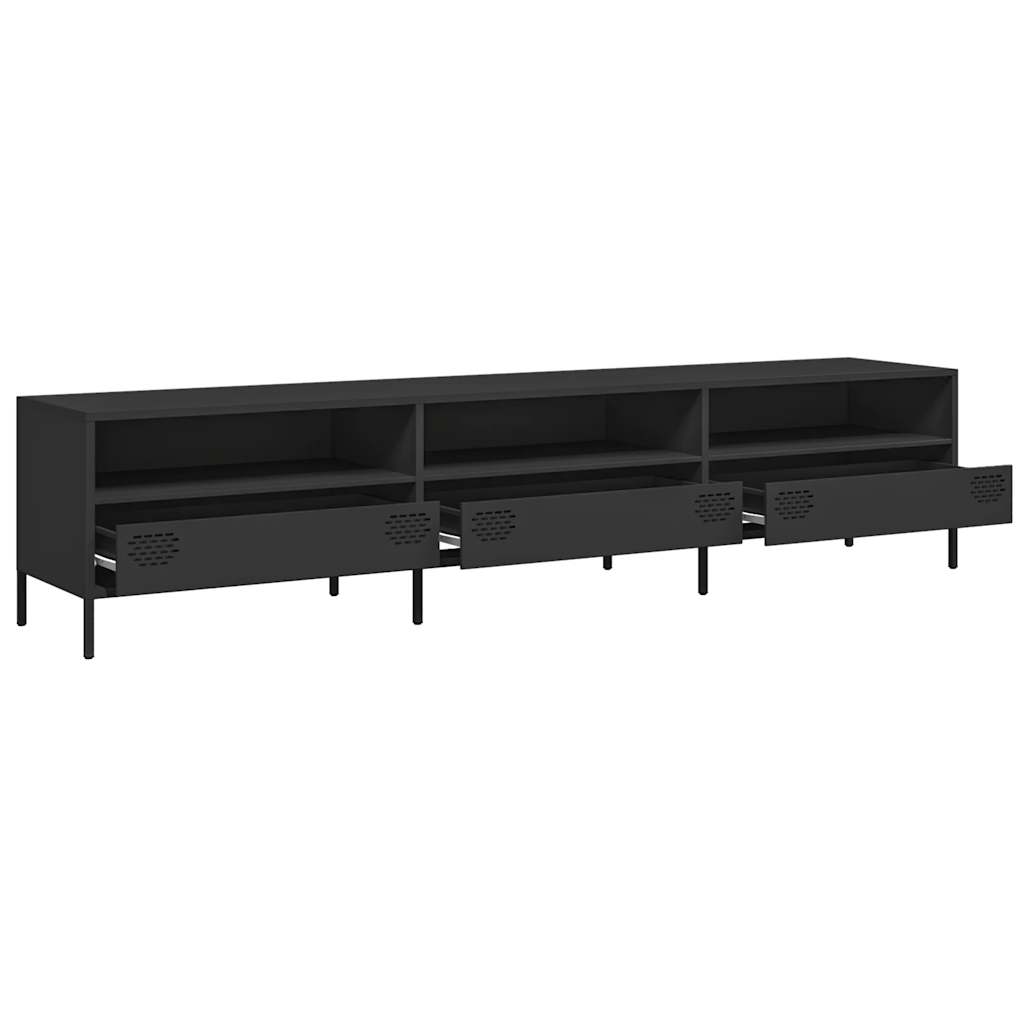 vidaXL TV-Schrank Schwarz 202x39x43,5 cm Kaltgewalzter Stahl - Image 5