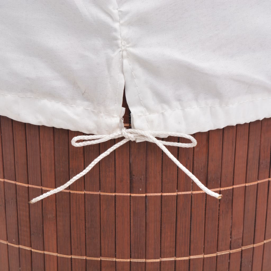 vidaXL Bambus-Wäschekorb Rund Braun - Image 6