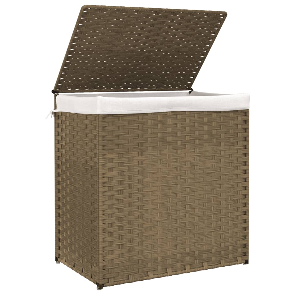 vidaXL Wäschekorb mit 2 Fächern 53x35x57 cm Poly Rattan - Image 4