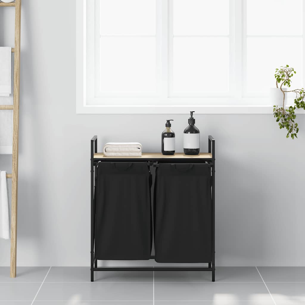 vidaXL Wäschekorb 2 Fächer mit Ablage Sonoma-Eiche - Image 3