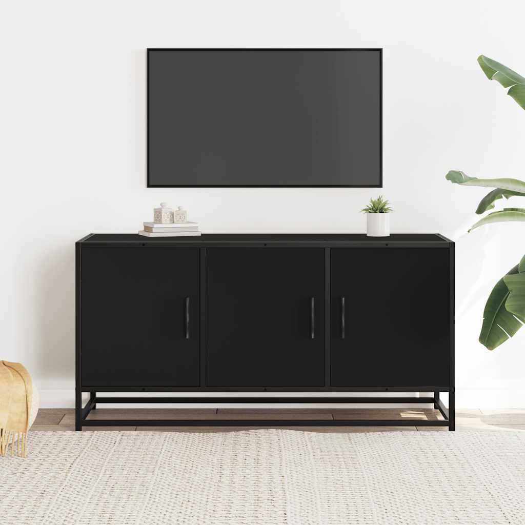 vidaXL TV-Schrank Schwarz 100x35x50 cm Holzwerkstoff und Metall - Image 3