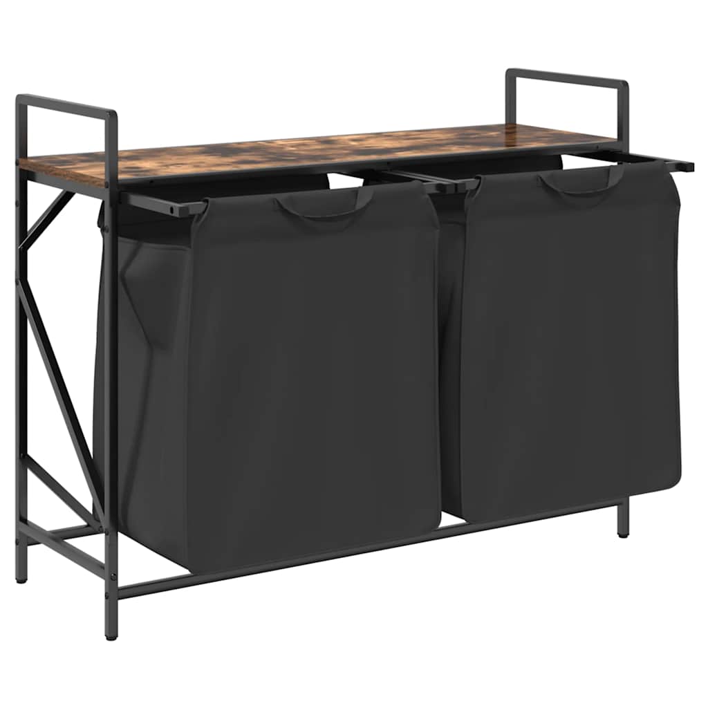 vidaXL Wäschekorb 2 Fächer mit Ablage Räuchereiche - Image 5