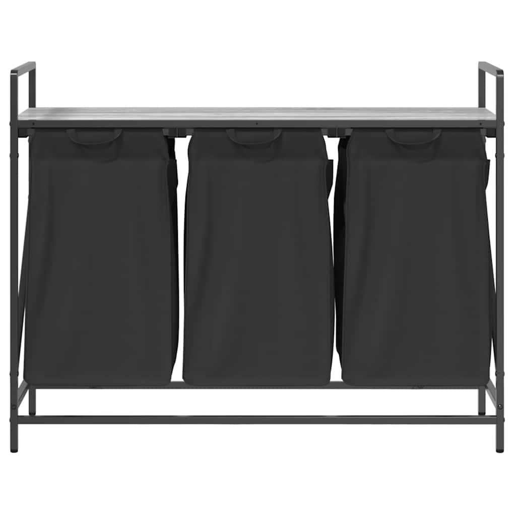 vidaXL Wäschekorb 3 Fächer mit Ablage Grau Sonoma - Image 6