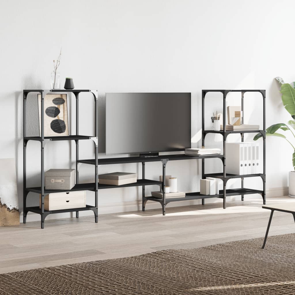 vidaXL TV-Schrank Schwarz 206,5x28,5x95 cm Holzwerkstoff - Image 4