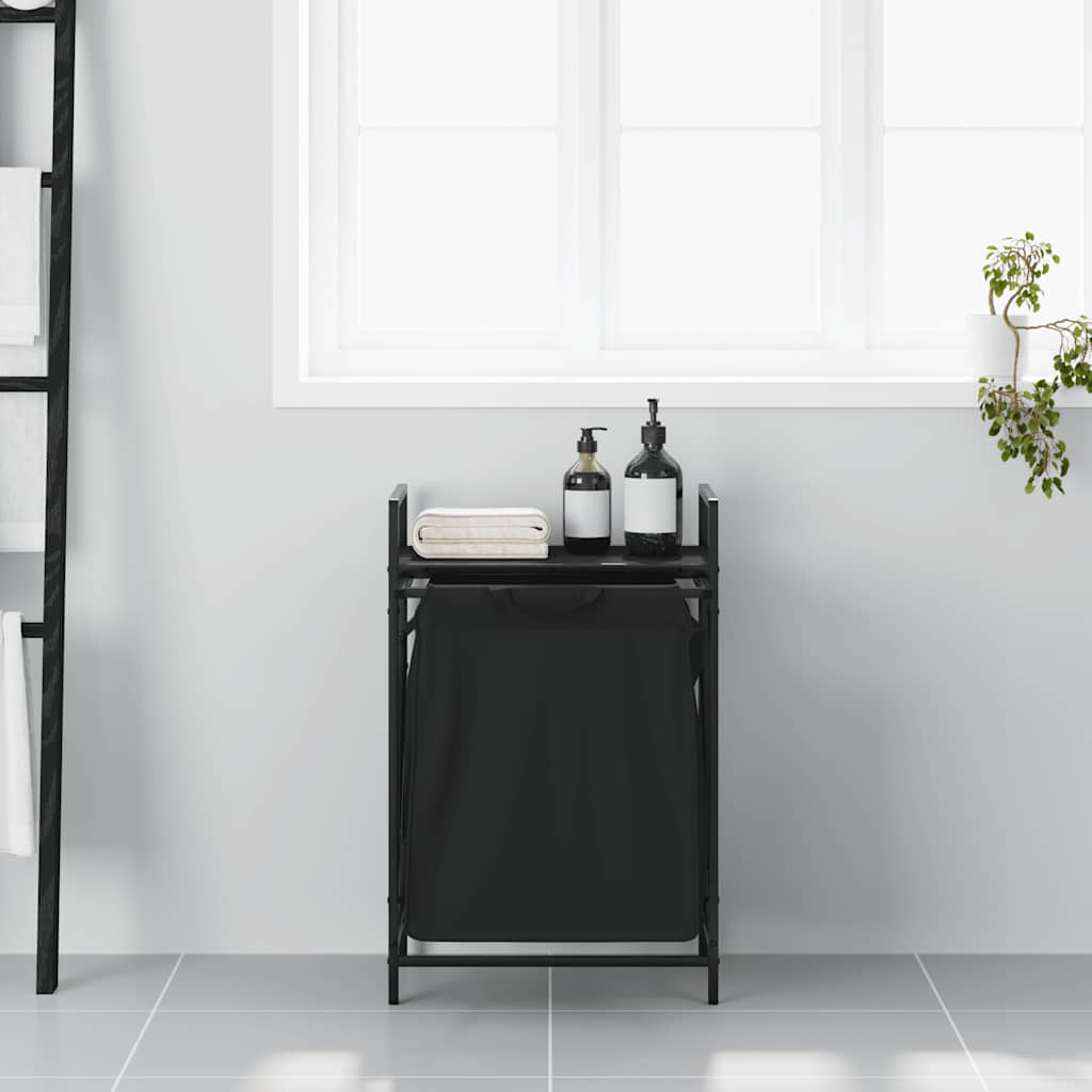 vidaXL Wäschekorb 1 Fach mit Ablage Schwarz Eichen-Optik - Image 3