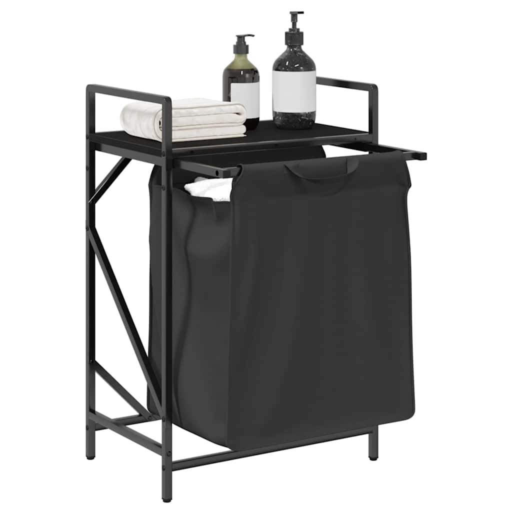 vidaXL Wäschekorb 1 Fach mit Ablage Schwarz Eichen-Optik - Image 4