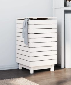 vidaXL Wäschetruhe Weiß 44x44x76 cm Massivholz Kiefer