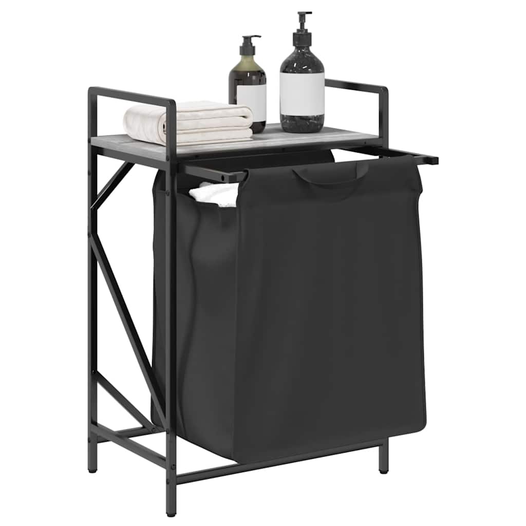 vidaXL Wäschekorb 1 Fach mit Ablage Grau Sonoma - Image 4