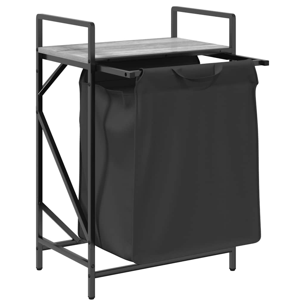 vidaXL Wäschekorb 1 Fach mit Ablage Grau Sonoma - Image 5