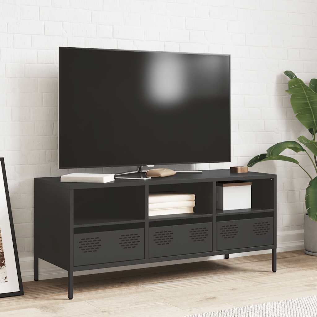 vidaXL TV-Schrank Schwarz 101,5x39x43,5 cm Kaltgewalzter Stahl - Image 3