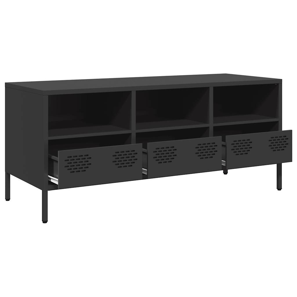vidaXL TV-Schrank Schwarz 101,5x39x43,5 cm Kaltgewalzter Stahl - Image 5