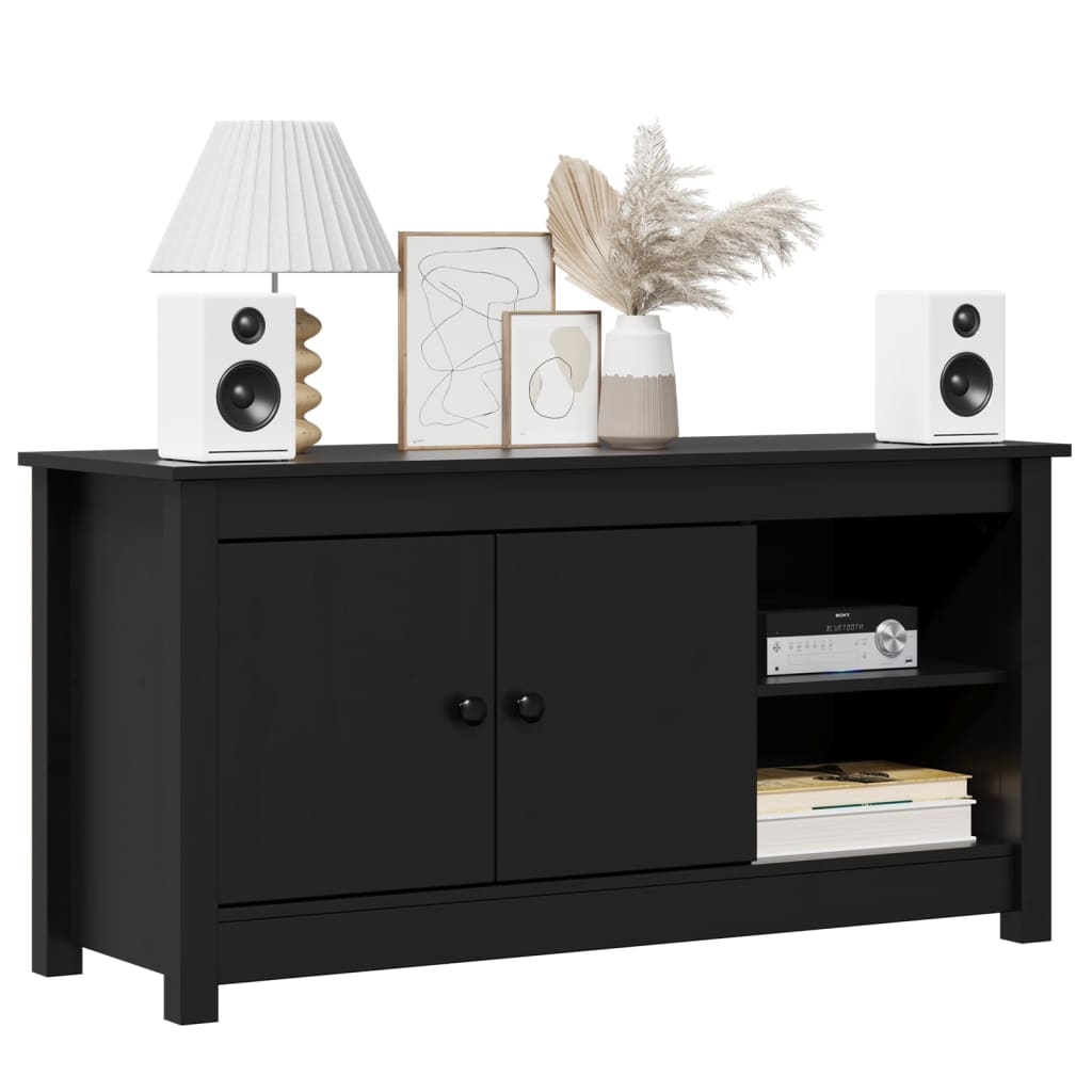vidaXL TV-Schrank Schwarz 103x36,5x52 cm Massivholz Kiefer - Image 3