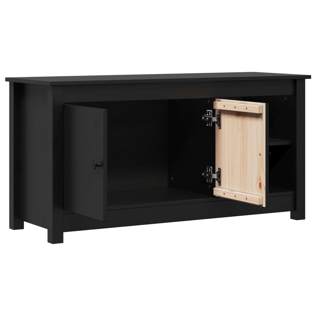vidaXL TV-Schrank Schwarz 103x36,5x52 cm Massivholz Kiefer - Image 5