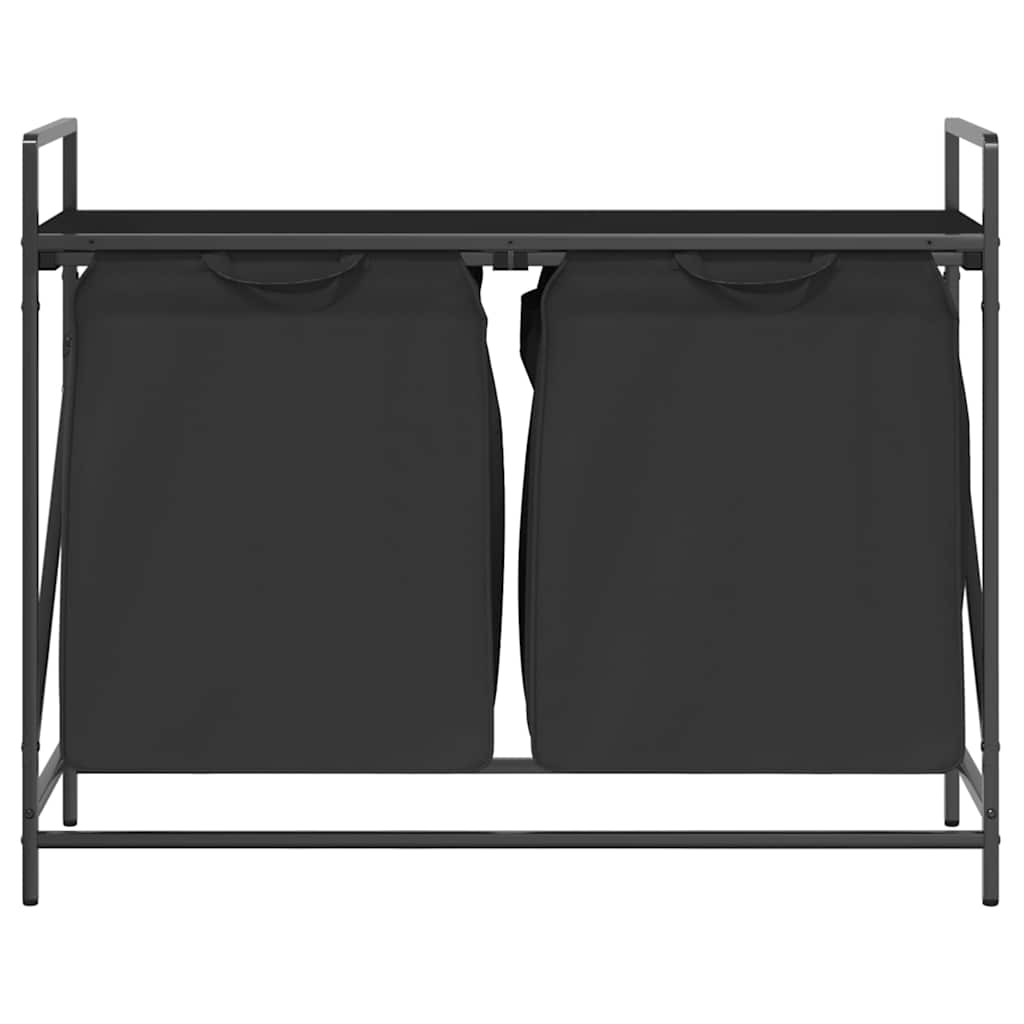 vidaXL Wäschekorb 2 Fächer mit Ablage Schwarz Eichen-Optik - Image 6