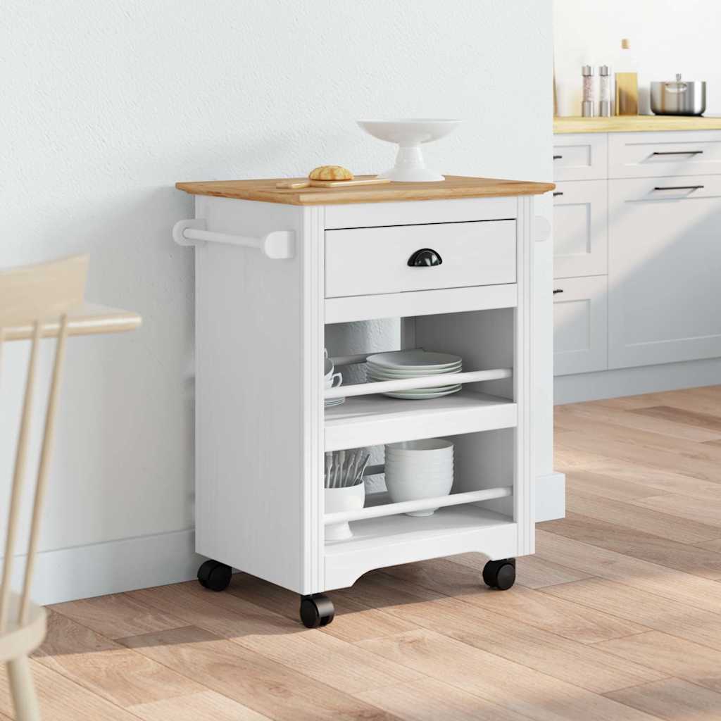 vidaXL Küchenwagen BODO Weiß und Braun 67,5x45x80 cm - Image 3