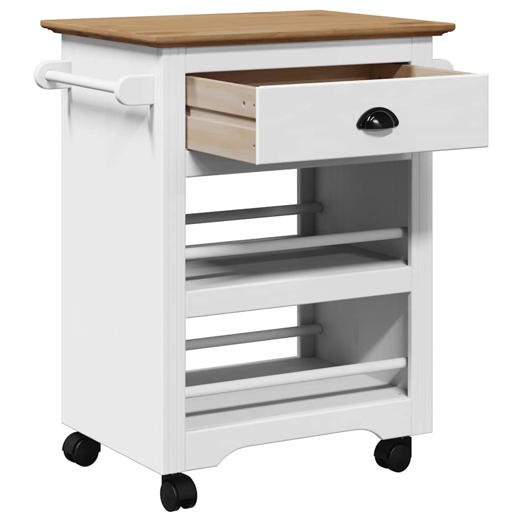 vidaXL Küchenwagen BODO Weiß und Braun 67,5x45x80 cm - Image 5