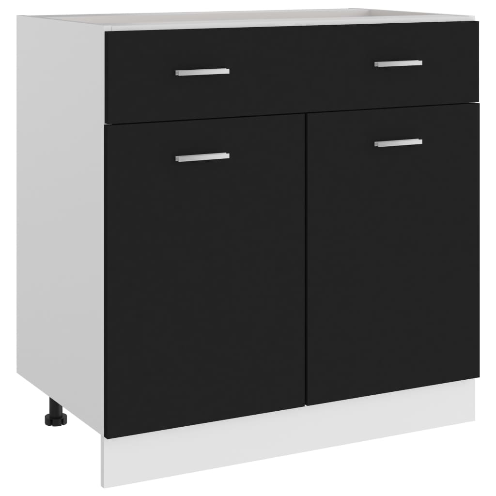 vidaXL Schubunterschrank Lyon Schwarz 80x46x81,5 cm Holzwerkstoff
