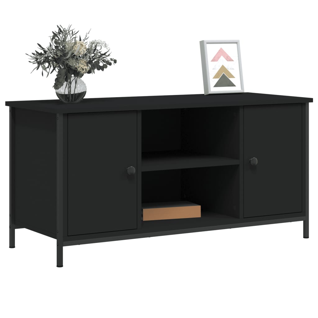 vidaXL TV-Schrank Schwarz 100x40x50 cm Holzwerkstoff - Image 3
