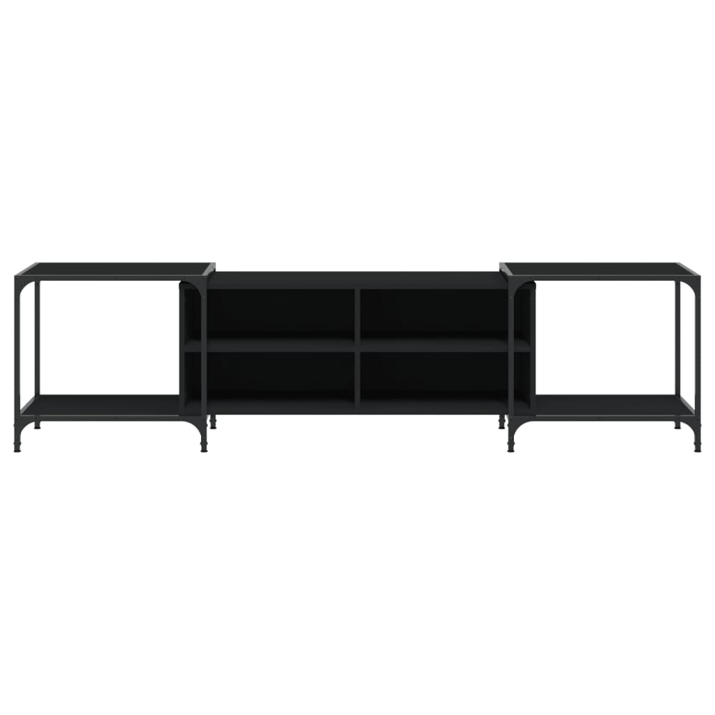 vidaXL TV-Schrank Schwarz 203x37x50 cm Holzwerkstoff - Image 4