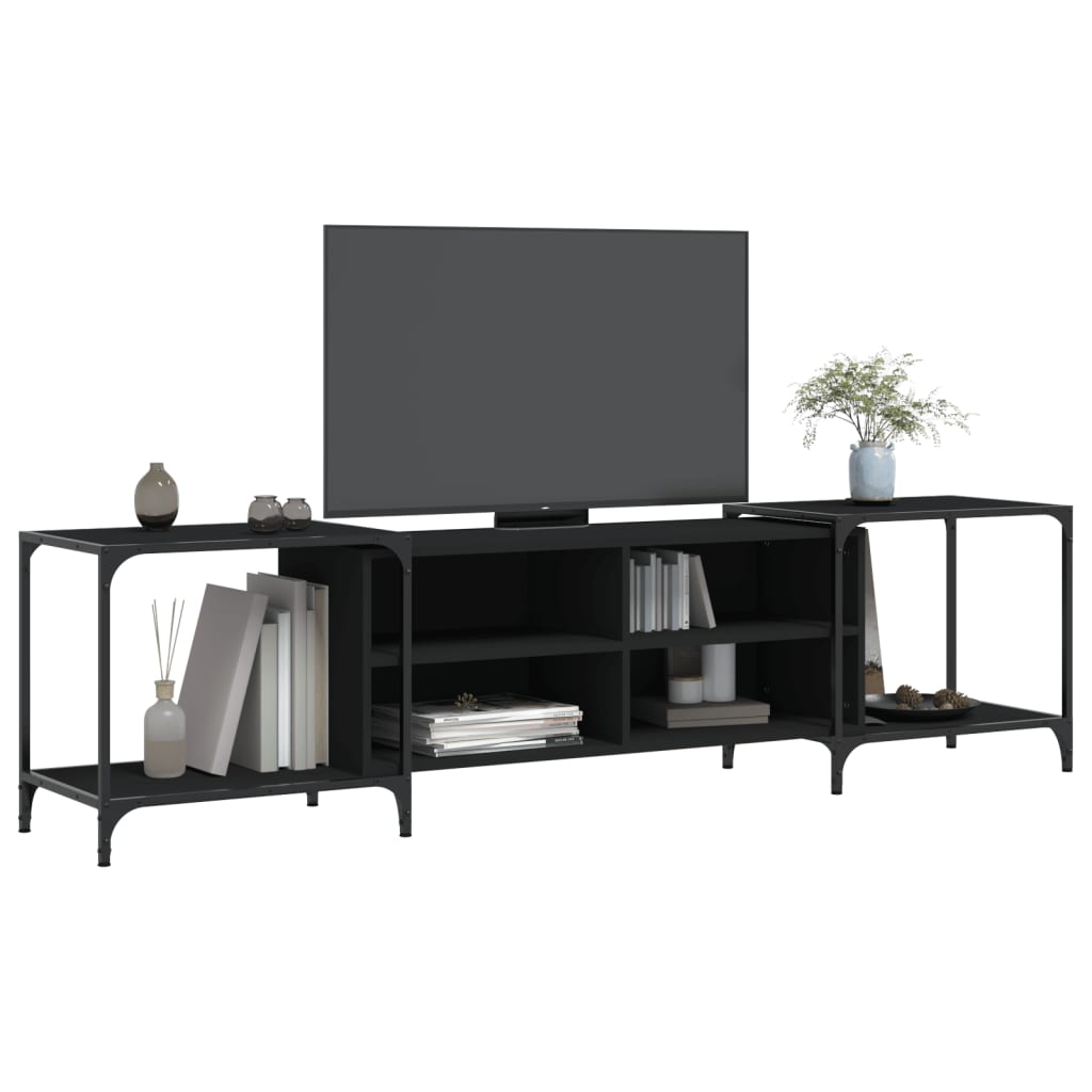 vidaXL TV-Schrank Schwarz 203x37x50 cm Holzwerkstoff - Image 3