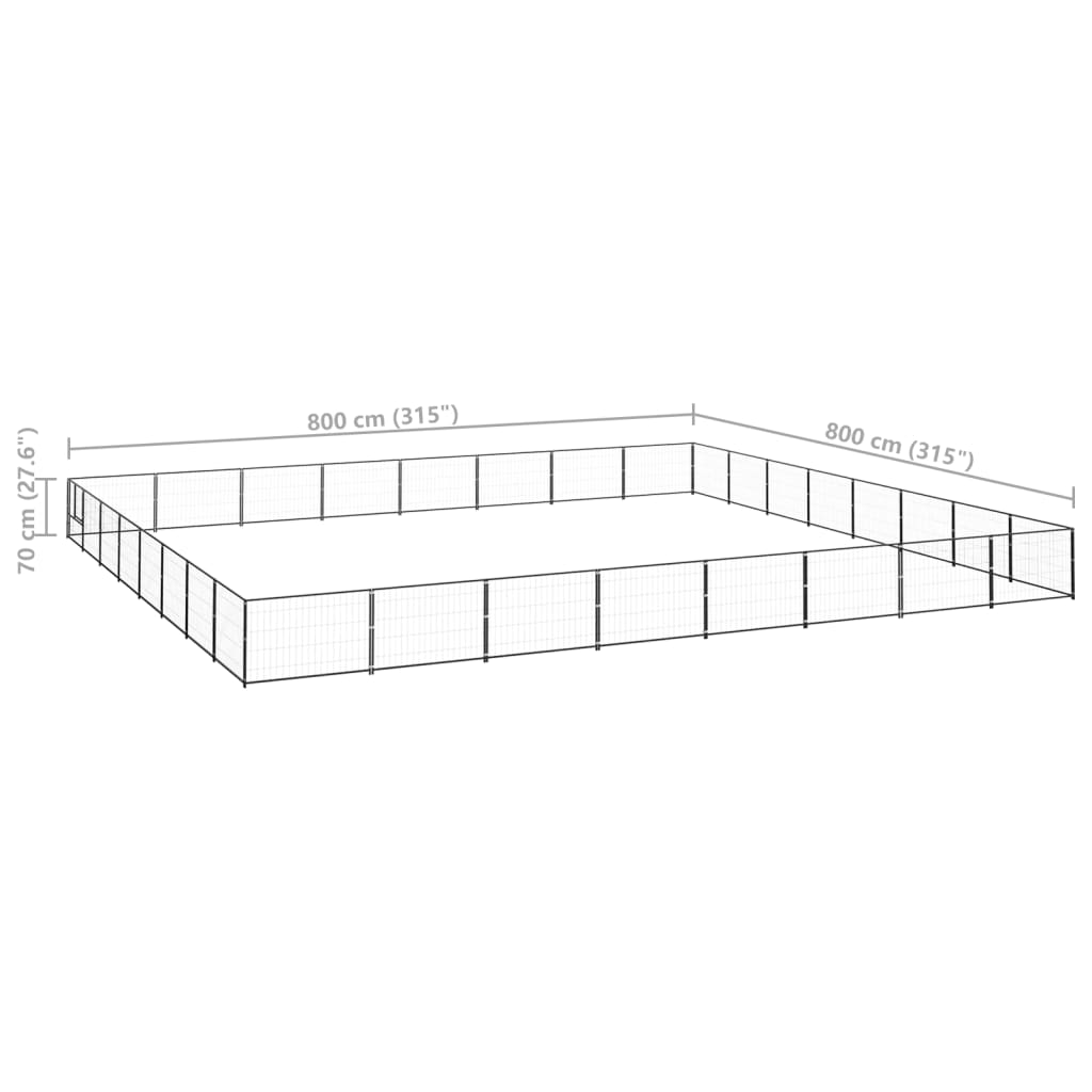 vidaXL Hundezwinger Schwarz 64 m² Stahl - Image 6
