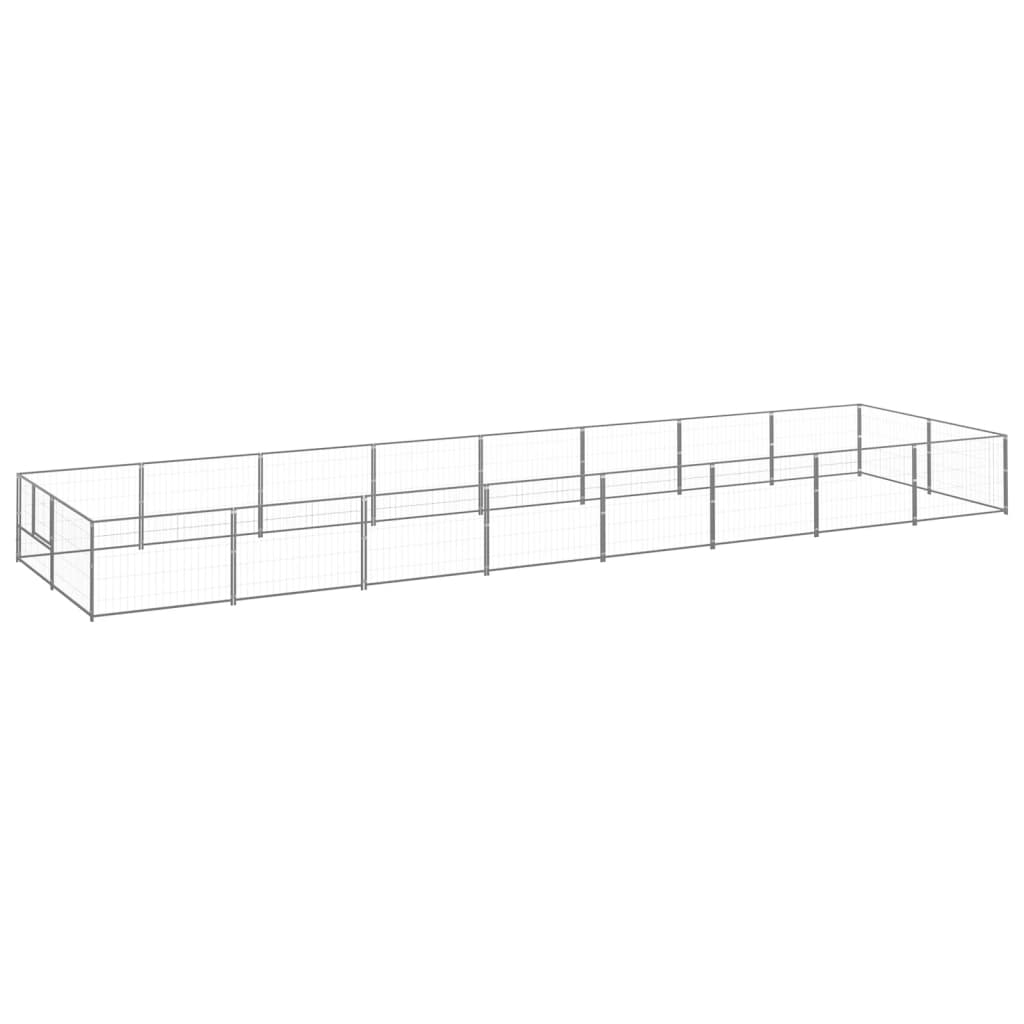 vidaXL Hundezwinger Silbern 16 m² Stahl
