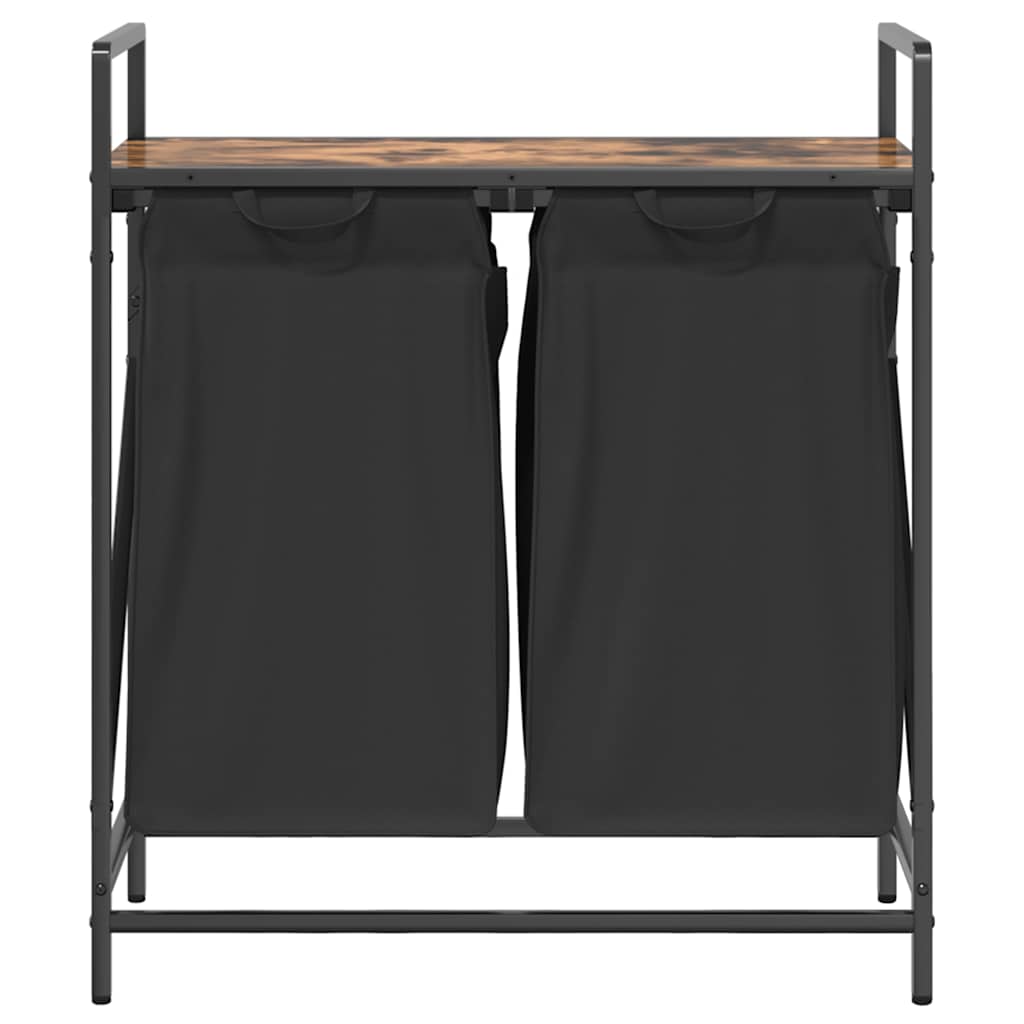 vidaXL Wäschekorb 2 Fächer mit Ablage Räuchereiche - Image 6