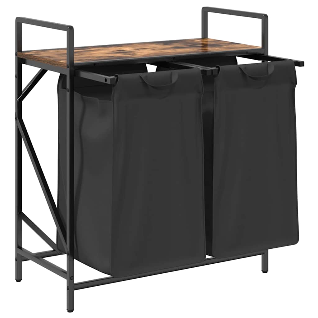 vidaXL Wäschekorb 2 Fächer mit Ablage Räuchereiche - Image 5